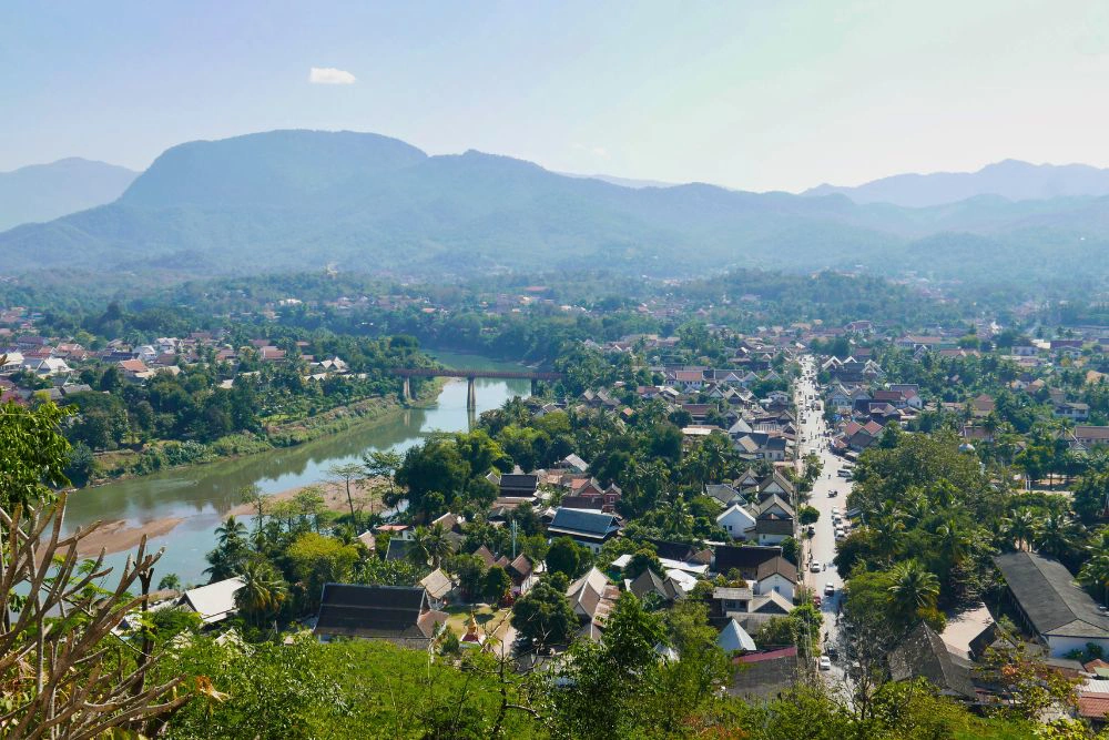 Panoramic view of Luang Prabang from the top of nearby Mount Phousi